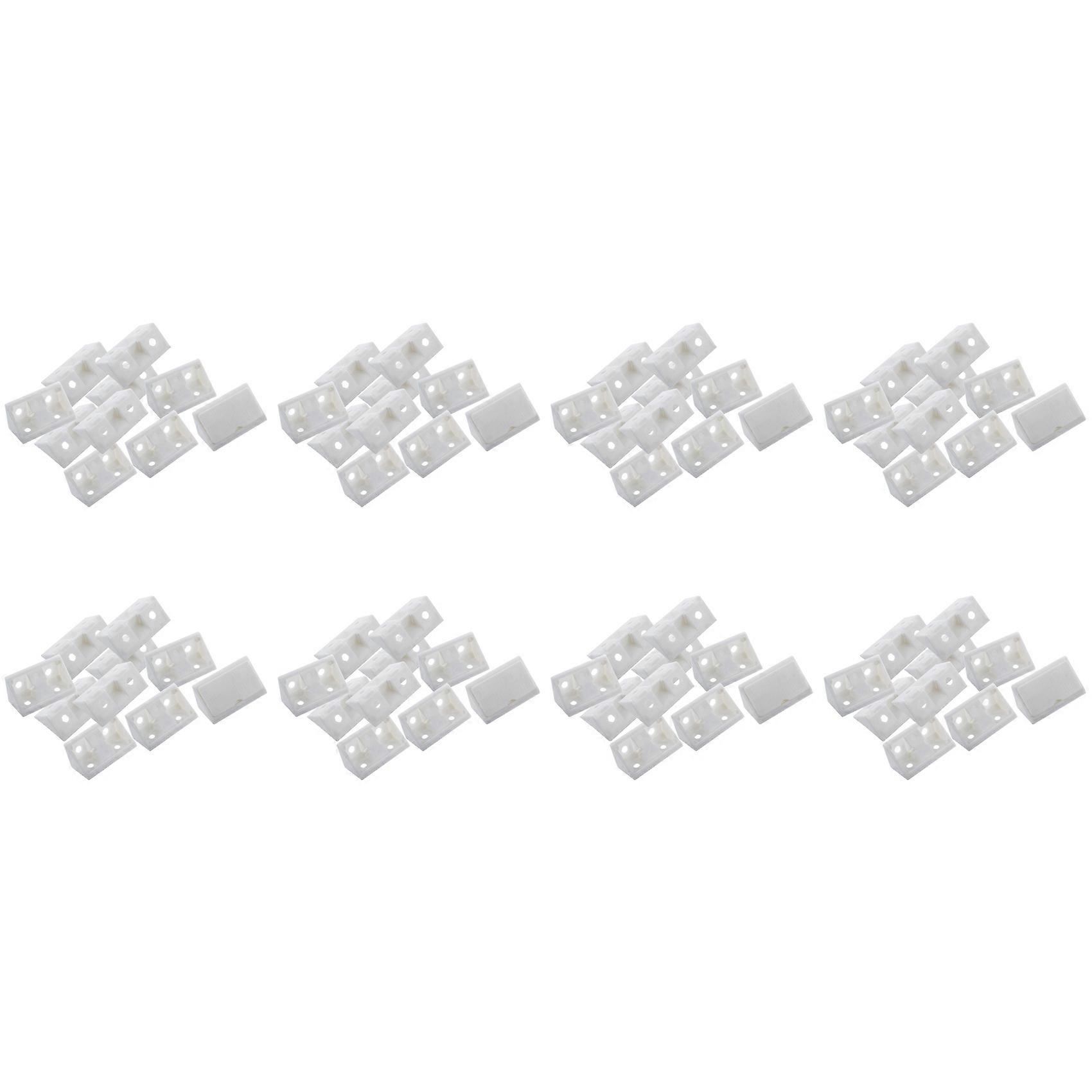 Furniture Cabinet Fastener Corner Braces Angle Brackets White 80pcs