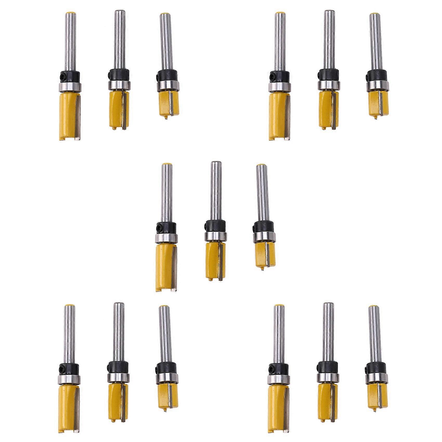 15Pcs 1/4 Inch Flush Trim Router Bit Pattern Bit Top & Bottom Bearing 1/2 Inch Blade Template Edge