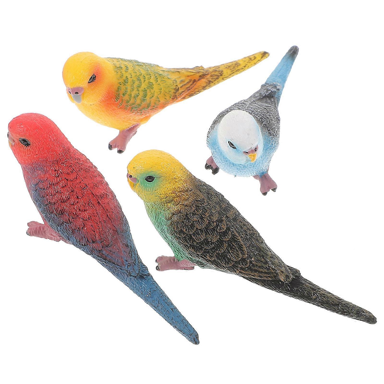 Lifelike Artificial Parrot Figurines Decorative Small Bird Models for Garden Decoration 4 Pcs