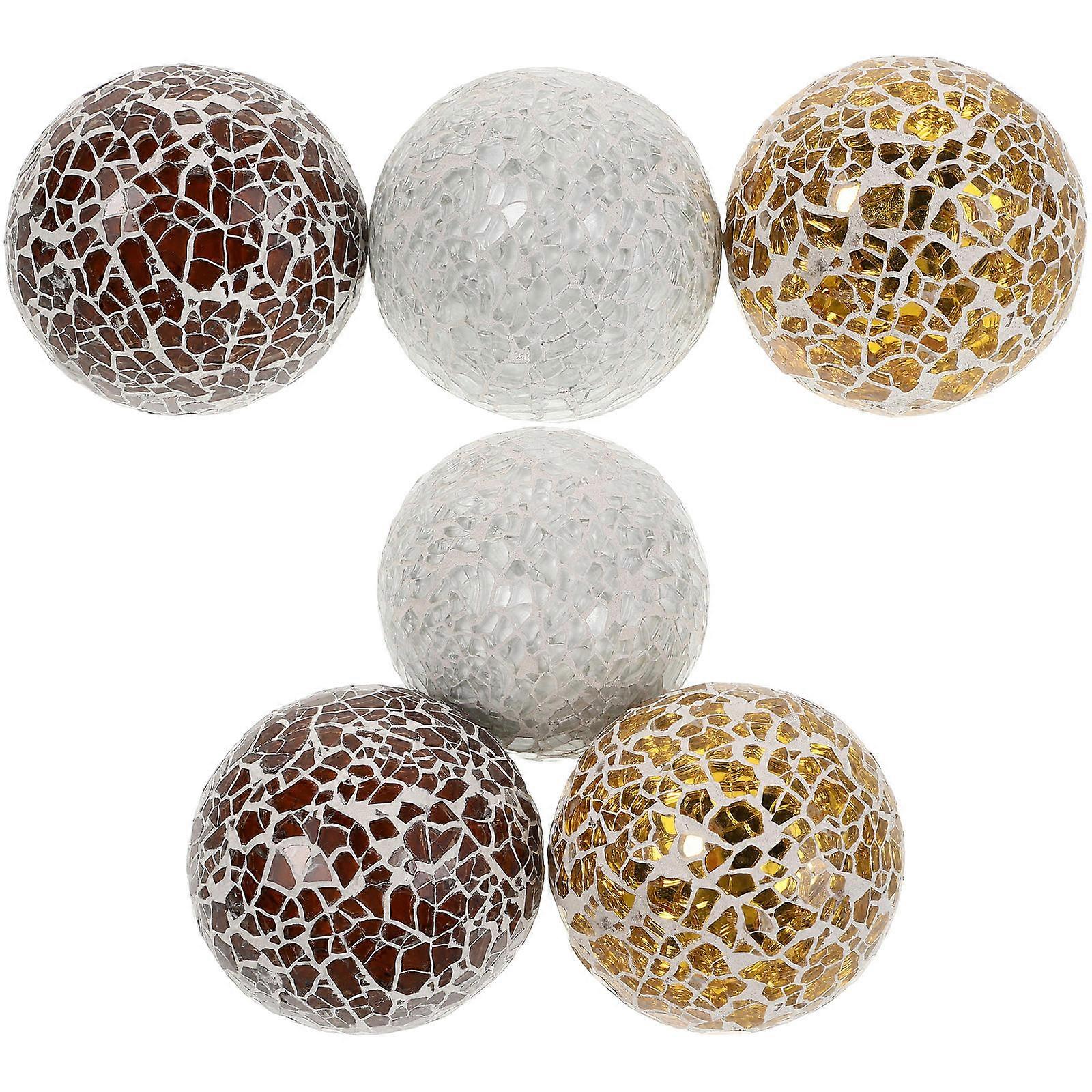 Glass Sphere Mosaic Balls Assorted Color for Dining Table Decor 6Pcs