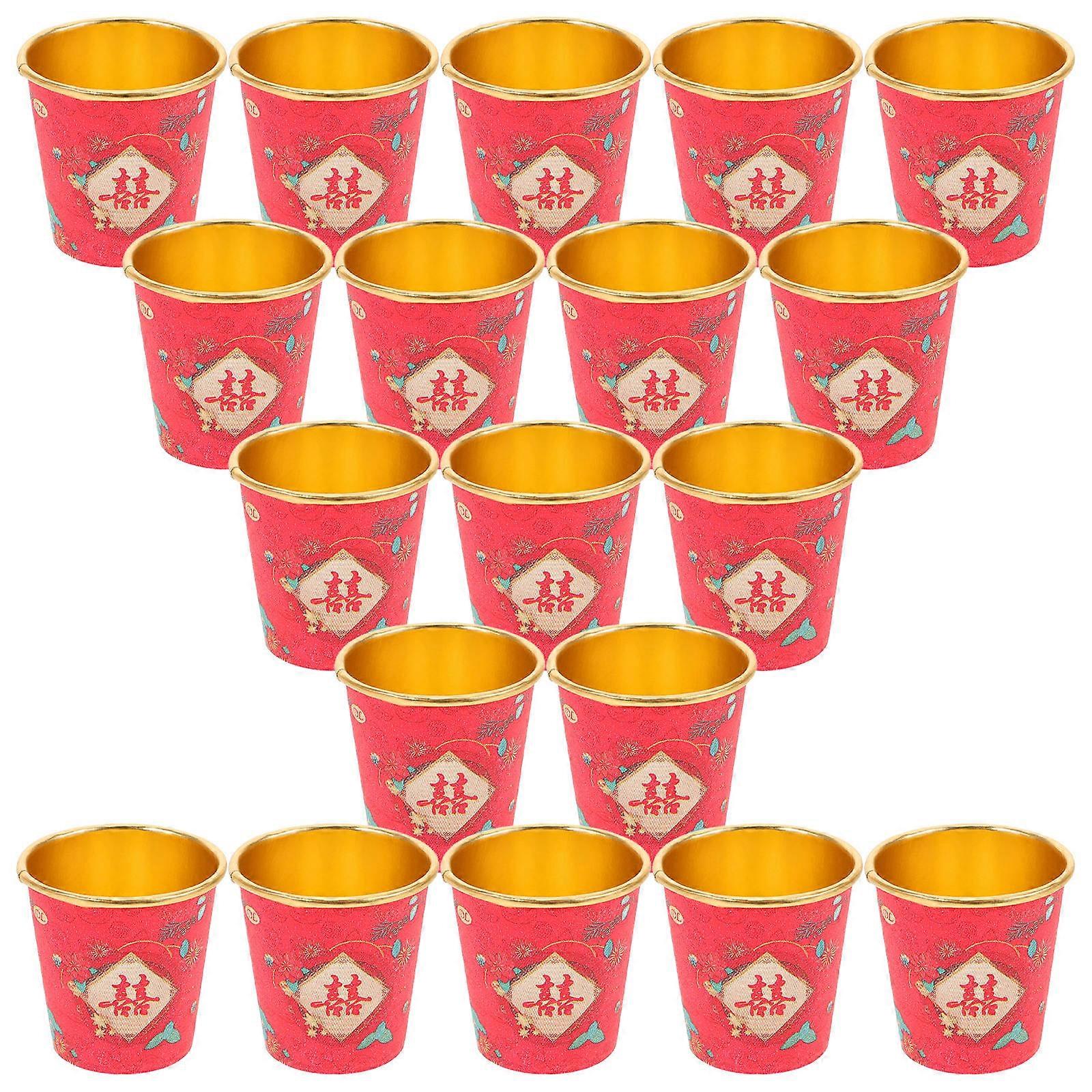 Chinese Wedding Cups Red Drinking Cups for Tea Party 50Pcs