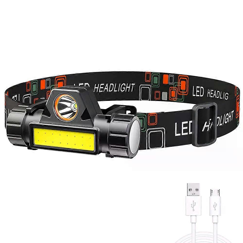 Rechargeable Mini COB Headlamp Portable Powerful Built In 18650 Battery Hiking Outside Light Search Headlight Stepless Dimming