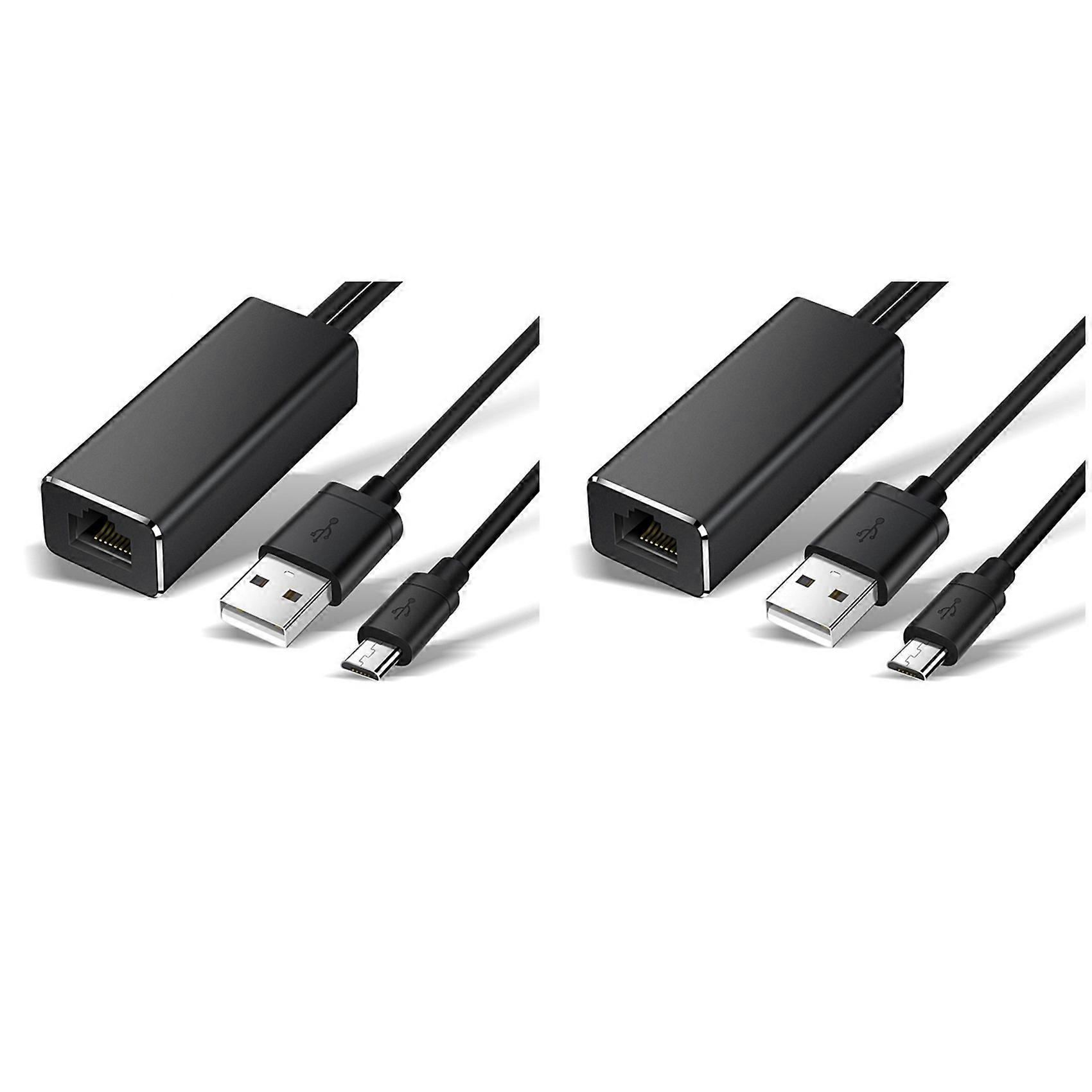 2X Micro-USB Ethernet Adapter 10/100Mbps for Fire TV Stick USB to RJ45 USB Network Card for Google Chromecast Gen 2