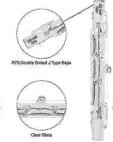 6 Pack 78mm 150W Halogen Bulb,Security Light Bulbs,Linear Halogen Bulbs 78mm R7S Base J Type Double Ended Floodlight Bulb 220-240 Volts T3 f
