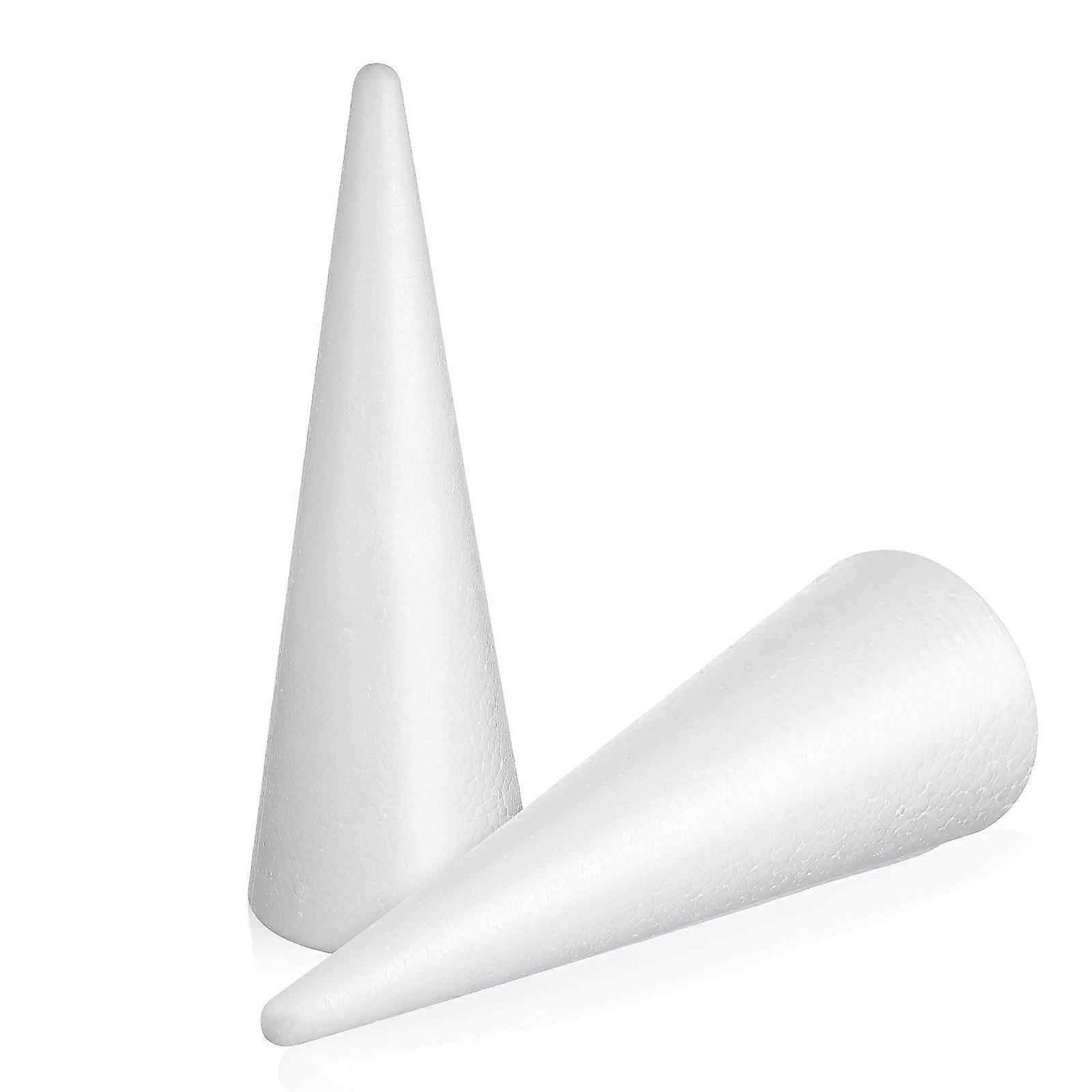 White Craft Foam Cone for DIY Decoration 2Pcs Foam Cones