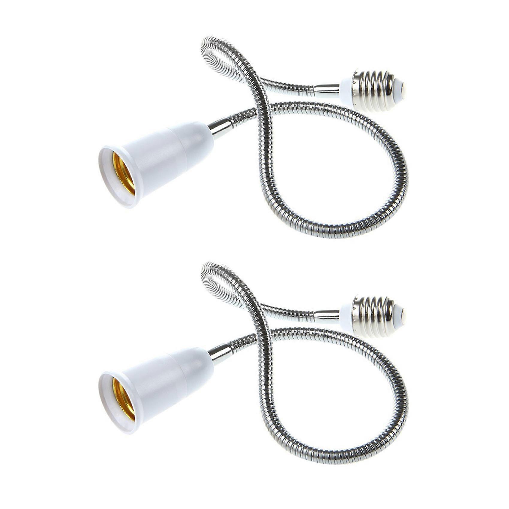 2X E27 to E27 Light Lamp Bulb Flexible Extension Adaptor Converter (White,60cm)