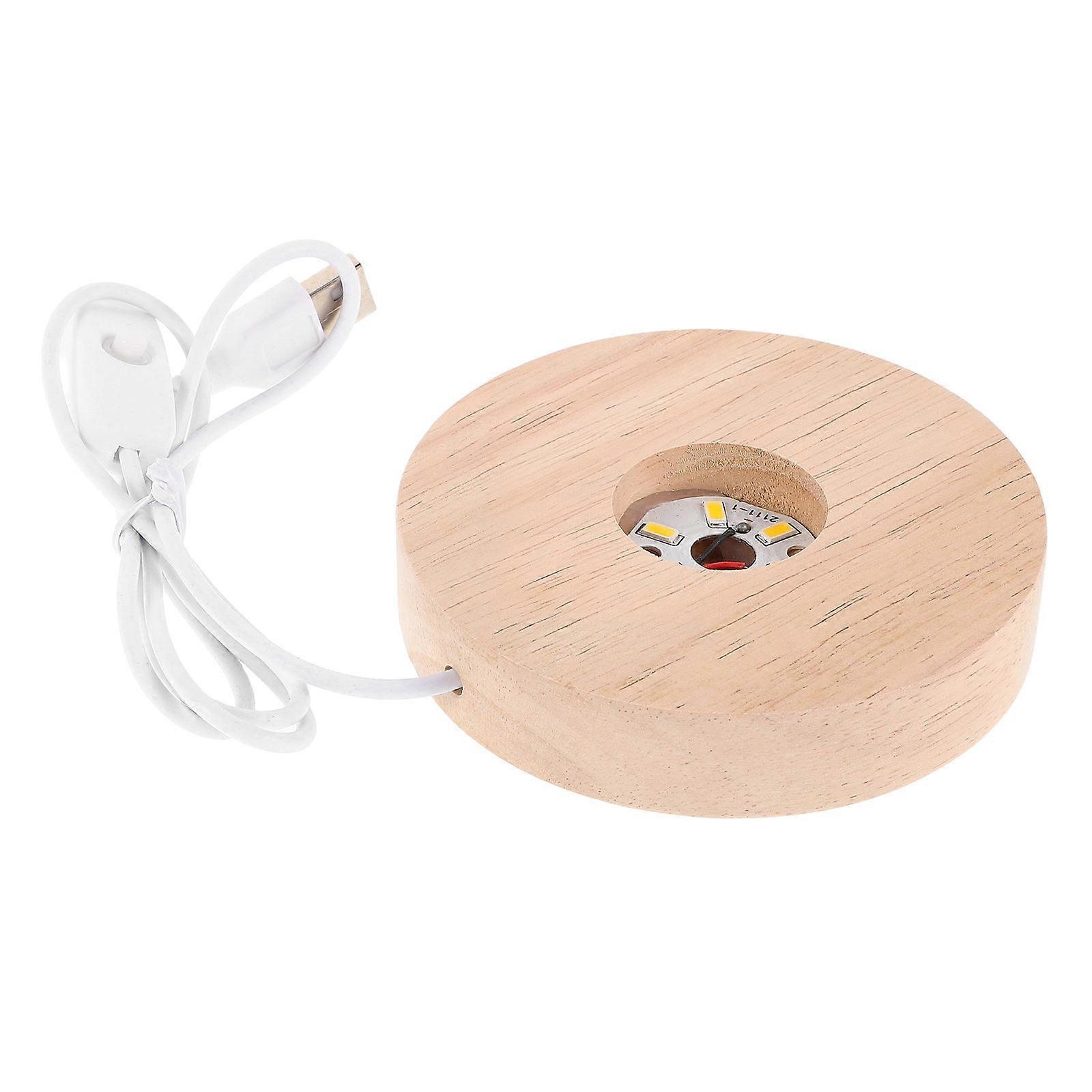 Display Base Lighted Sphere Holder for Display 1Set Wooden Beige