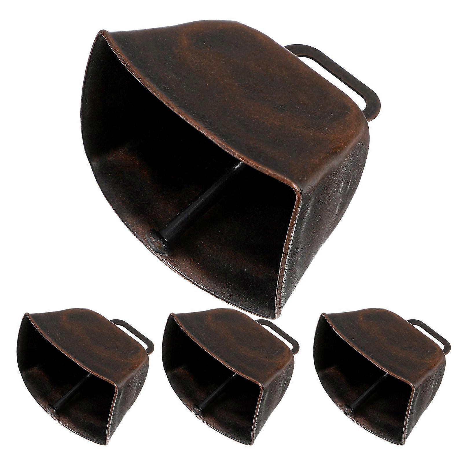 Mini Cowbell Iron Bells for Decoration 4Pcs Rustic Animal Ringing Set