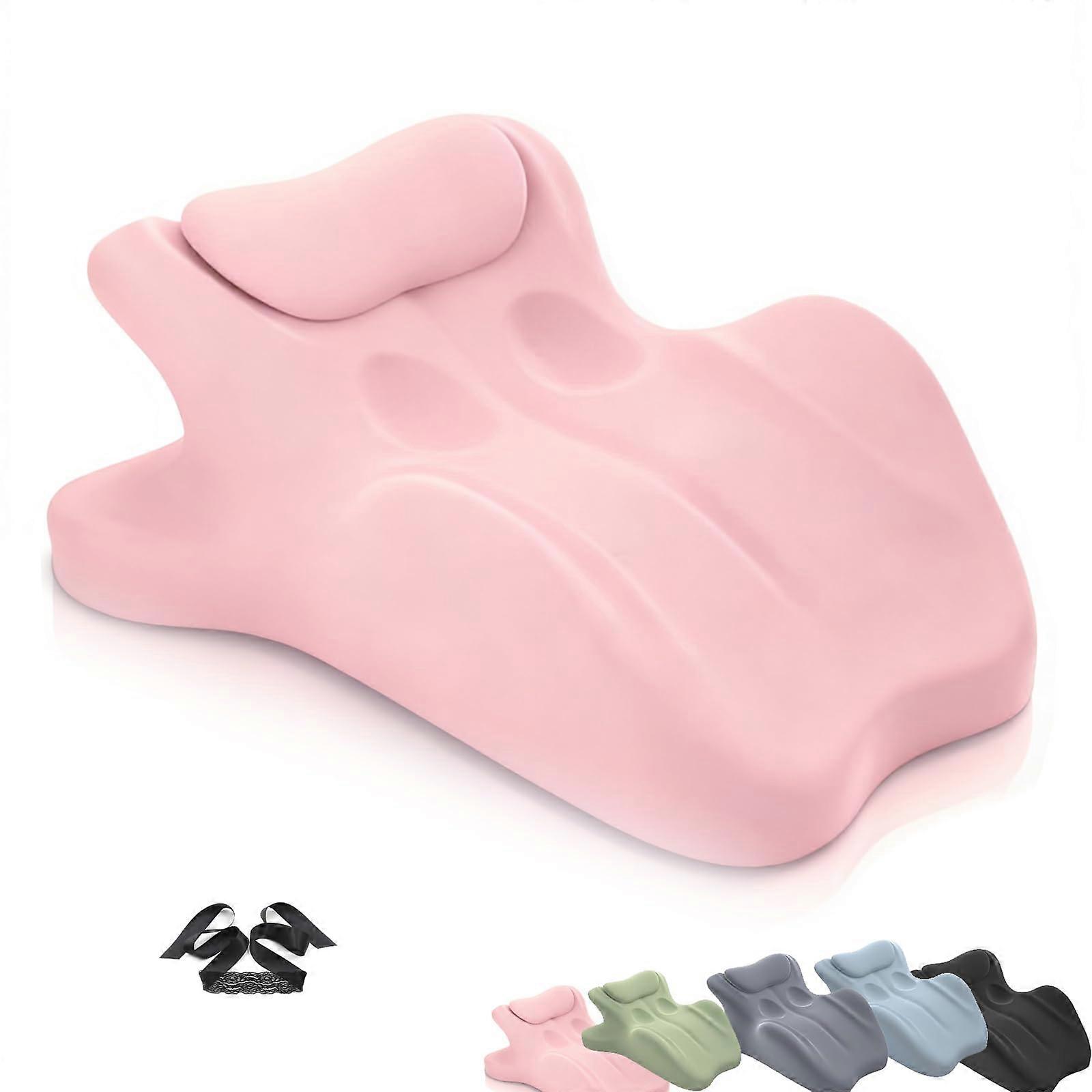 Couples Pillow with Ergonomic 27° Angle Memory Foam Support, Waterproof Cover, MultiFunctional Pink