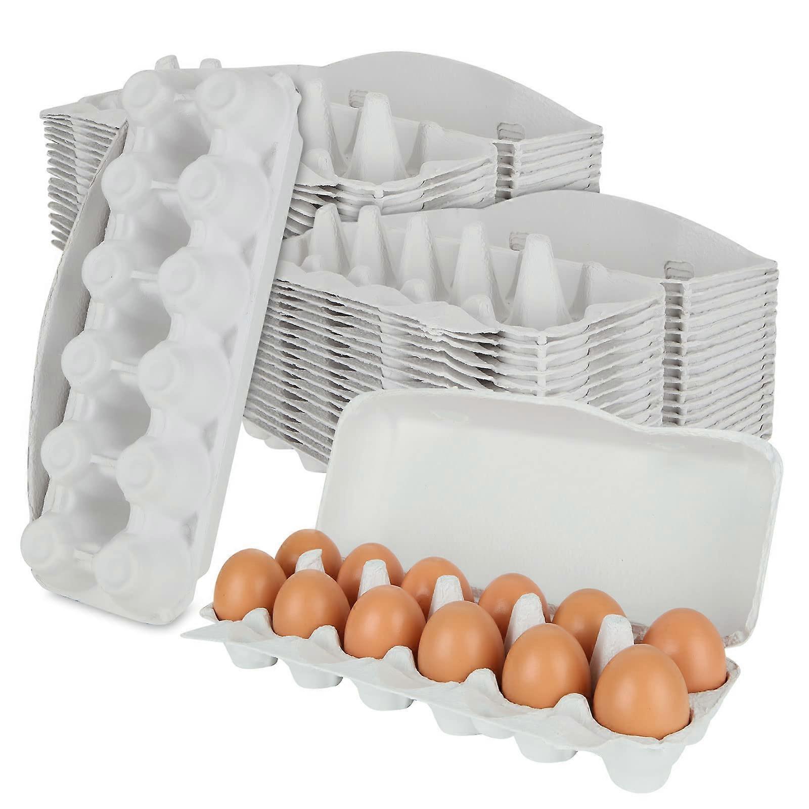 20 Pack Blank Pulp Egg Cartons for 12 Eggs, Reusable Egg Storage Containers with Secure Closures
