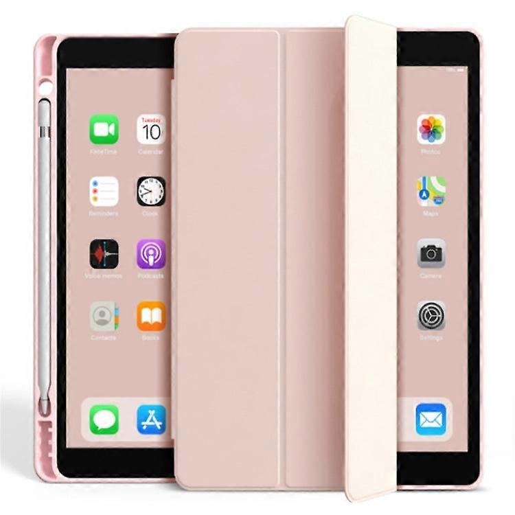 Capa elegante de silicone rosa cereja para iPad 5/6/air 1/2 de 9,7 polegadas com compartimento para caneta.