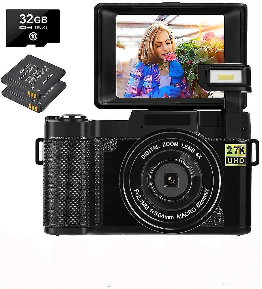 Digital Camera 30.0 Mp Vlogging Camera 2.7k Full Hd Vlog Camera With 3 Inch Flip Screen