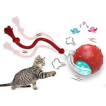 Interactieve kattenbal voor binnenkatten, rolt snel over tapijt, maakt geluid en wordt geactiveerd door beweging (rood)