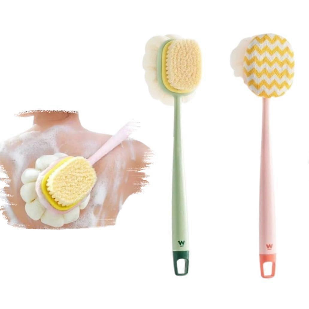 DoubleSided Back Scrubber with Long Handle and Loofah Sponge Set for Deep Exfoliating Shower