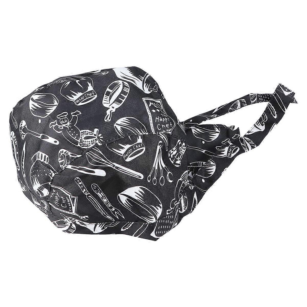 Ribbon Chef Hat for Wearing Kitchen Catering Use Black