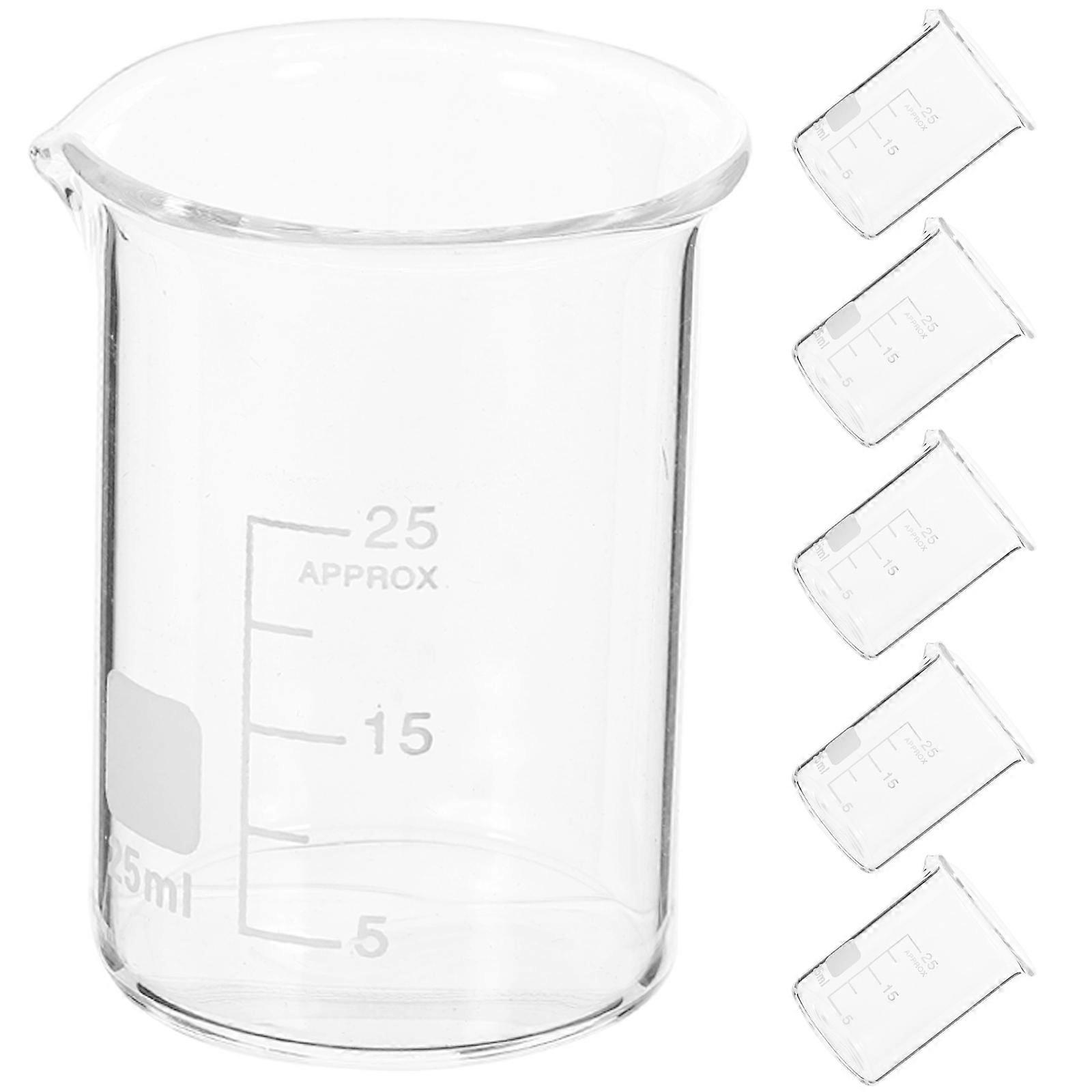 Laboratory Glass Beakers Measuring Cups for Kitchen Use 6Pcs Set