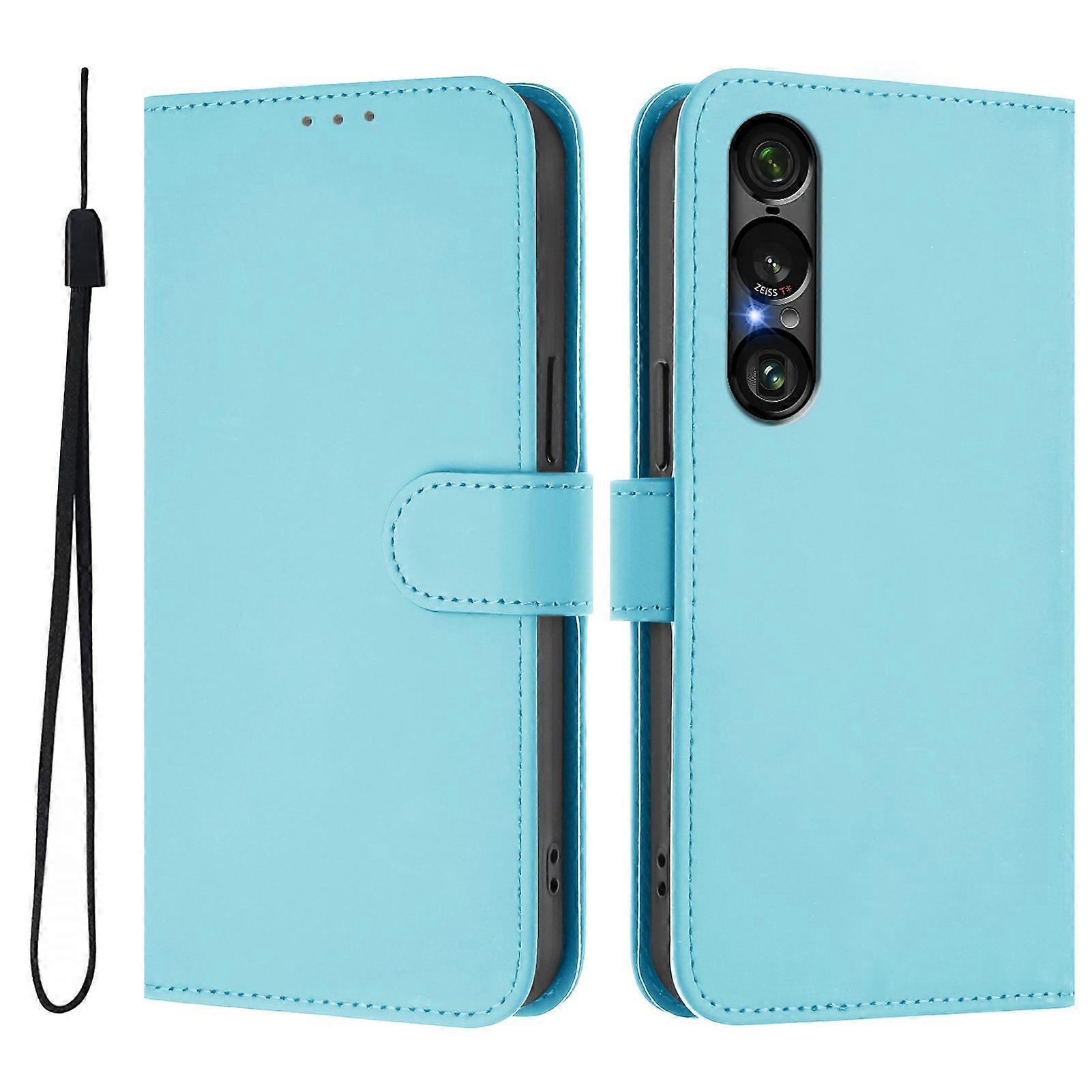 For Sony Xperia 1 VII Case Solid Color Wallet Leather Phone Cover with Strap
