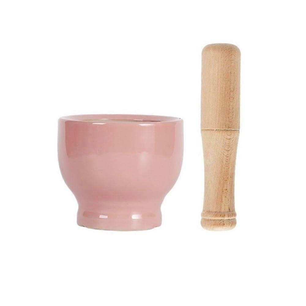 Ceramic Garlic Mortar and Pestle Set with Ergonomic Grip for MultiSpice Grinding Pink