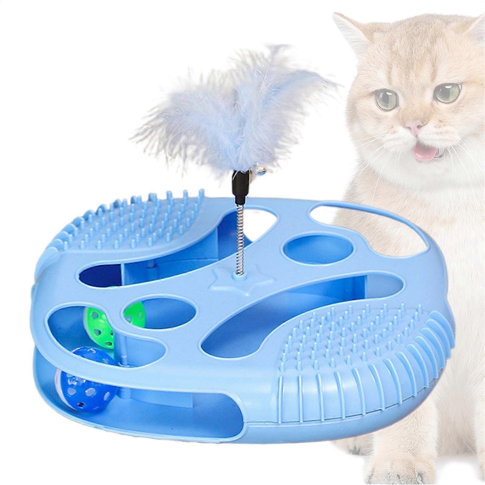 Interactive Cat Ball Track Toy with Feather Spring and Bell, MultiLevel Play Tower