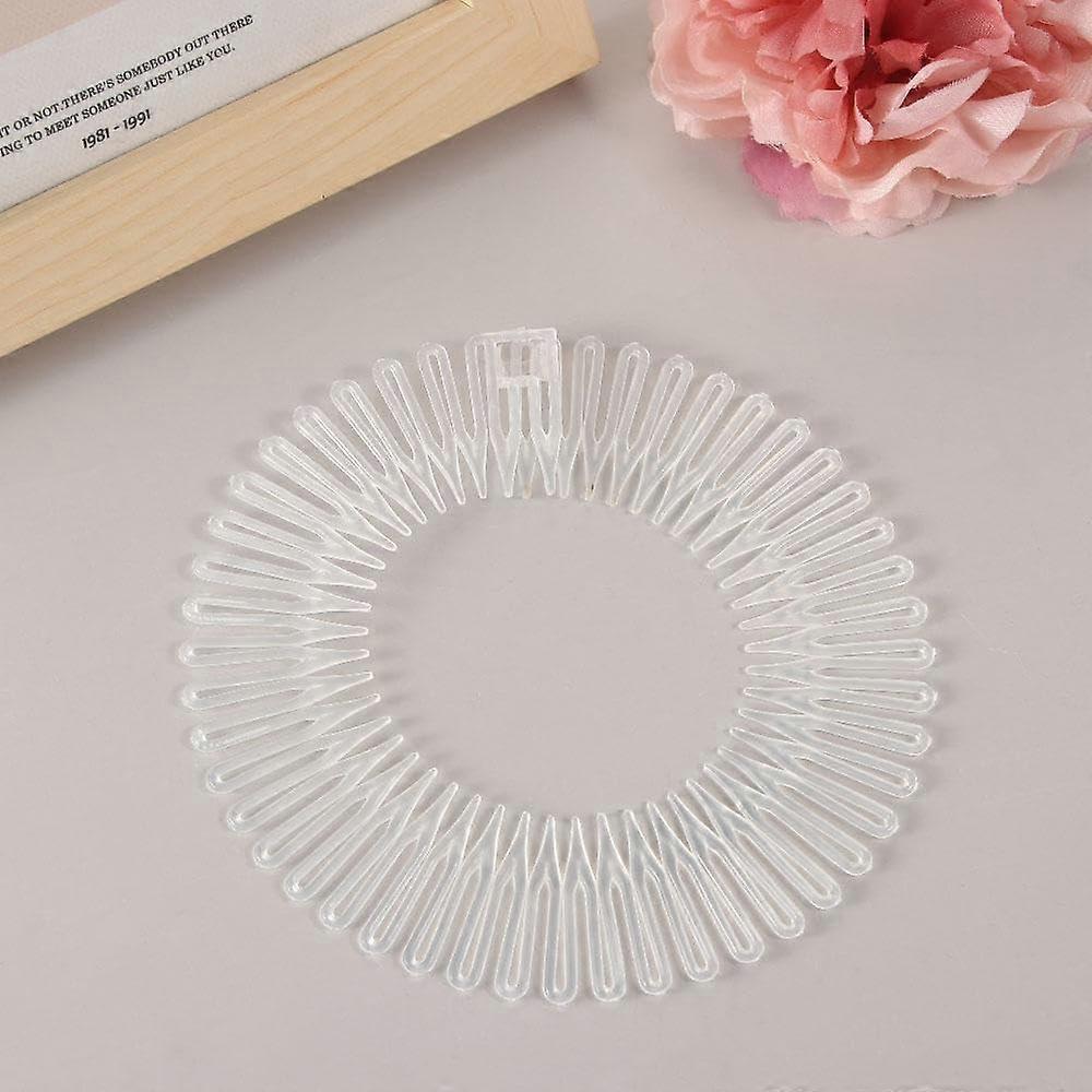 Transparent Full Circle Stretch Comb Headband with Flexible Teeth for Secure Comfortable Fit