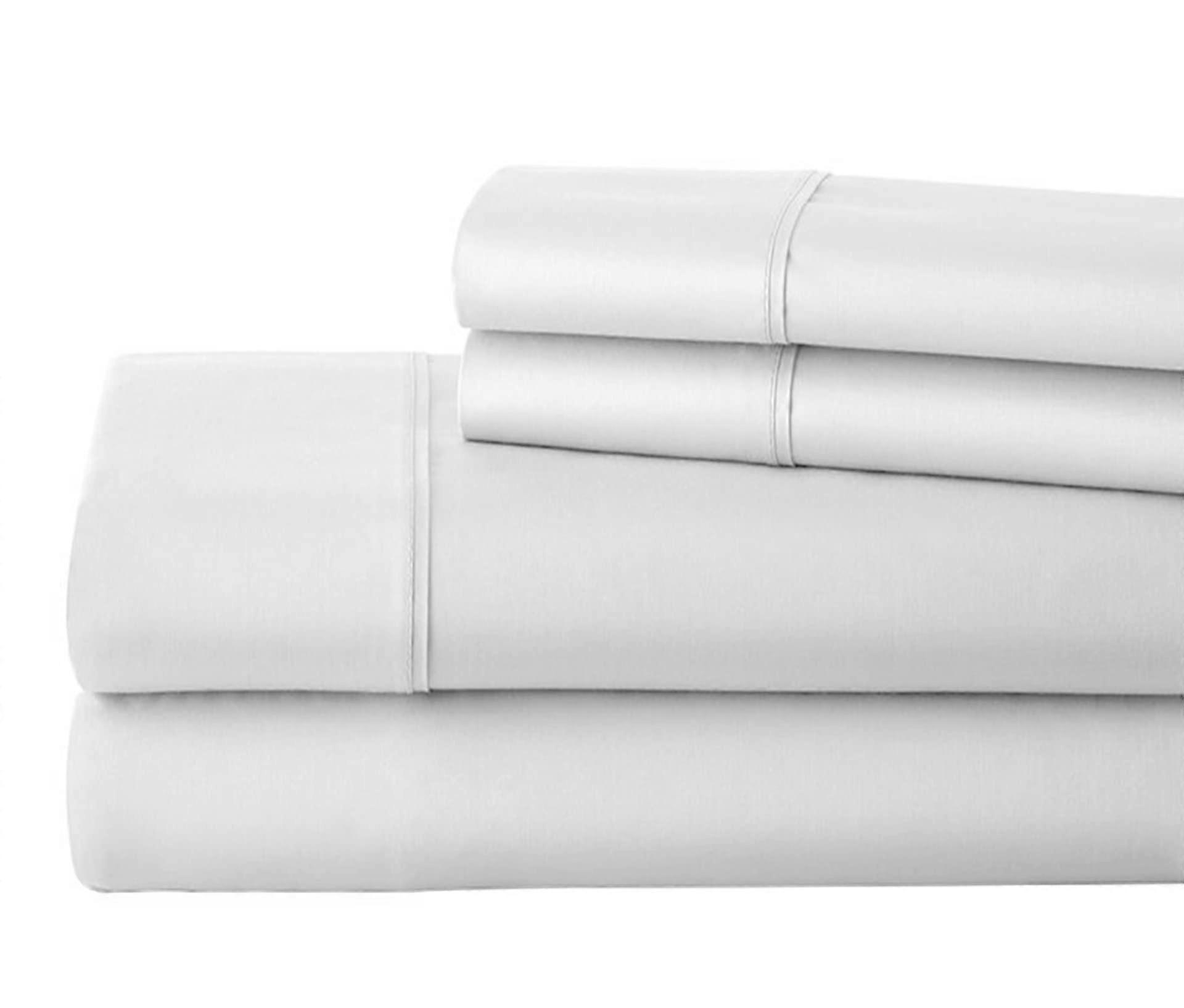 1000 Thread Count Egyptian Cotton Queen Sheets Set, Cool Percale Weave with 28Inch Deep Pocket, White