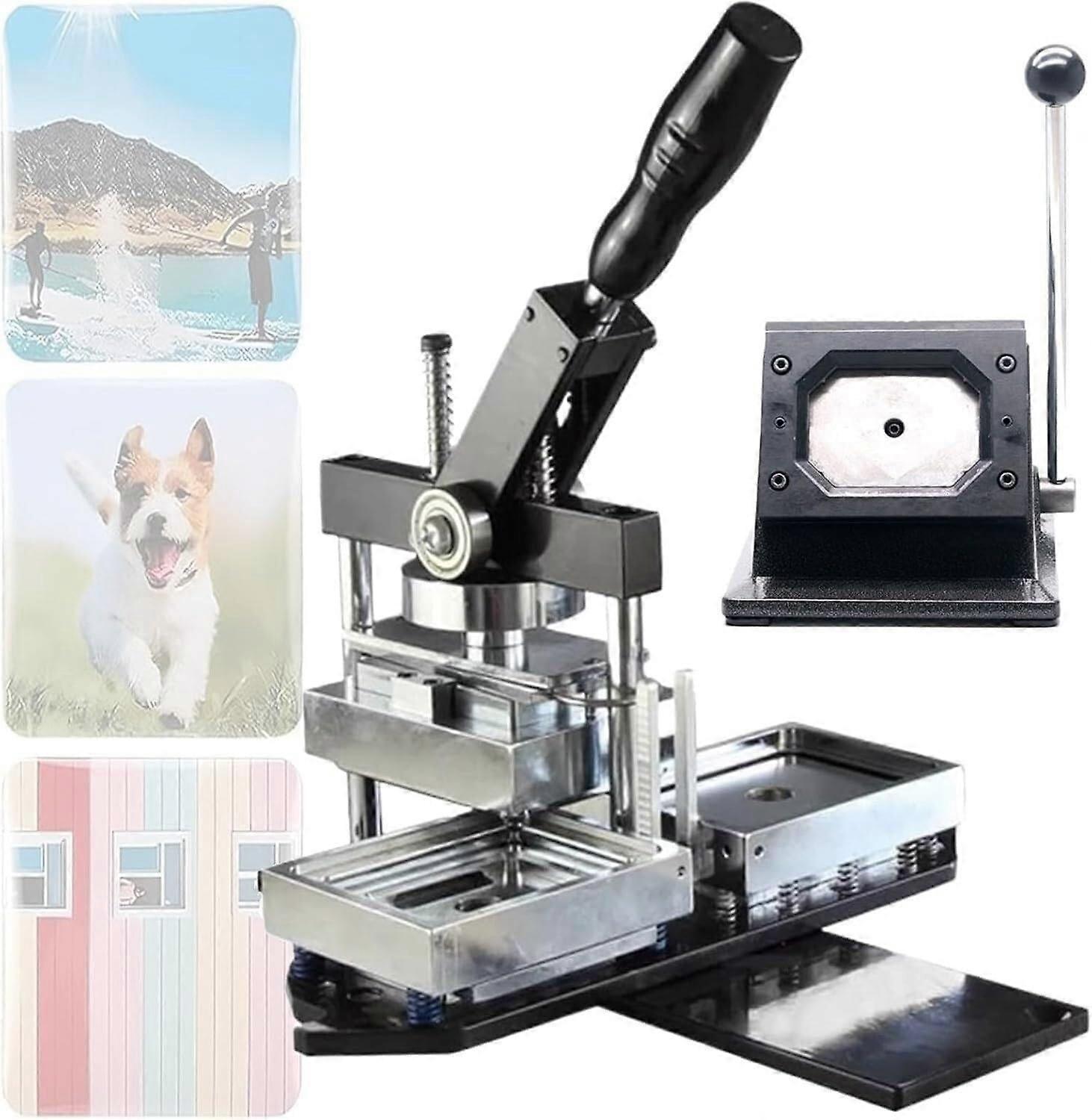 Badge Maker and Fridge Magnet Maker Kit with Paper Cutter, 90x65mm DIY Rectangular Magnet Press