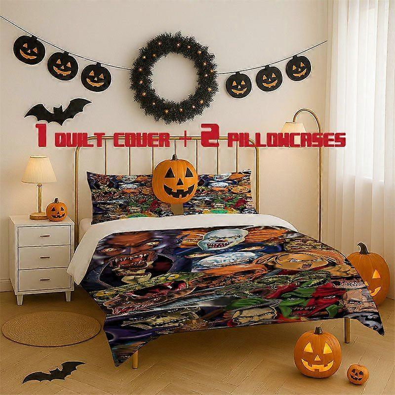 3pcs Evil Elements Printed bedding Featuring a Soft Duvet Cover And Two Pillowcases