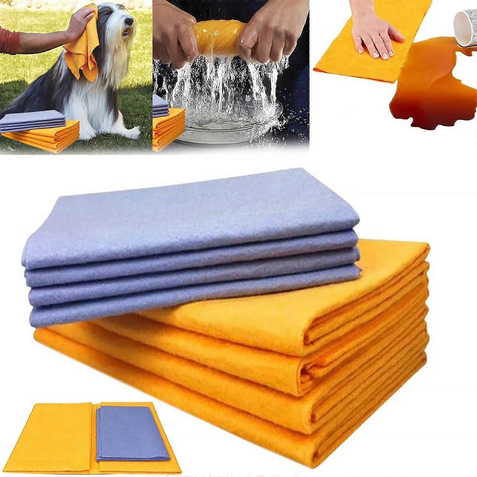 Shammy Cleaning Cloths 8 Pack Super Absorbent Lint  Fast Drying for Multisurface Use