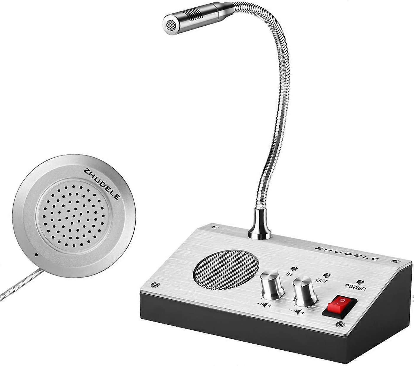 Window Intercom System with Clear TwoWay Communication, Aluminum Alloy Speaker for Bank Office Silver