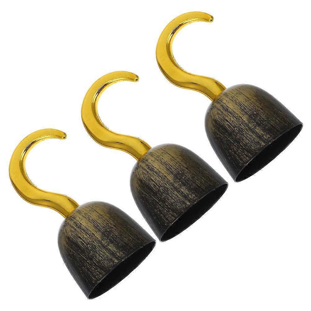 Plastic Pirate Hook Hand Prop for Masquerade Party Accessory 3Pcs Gold