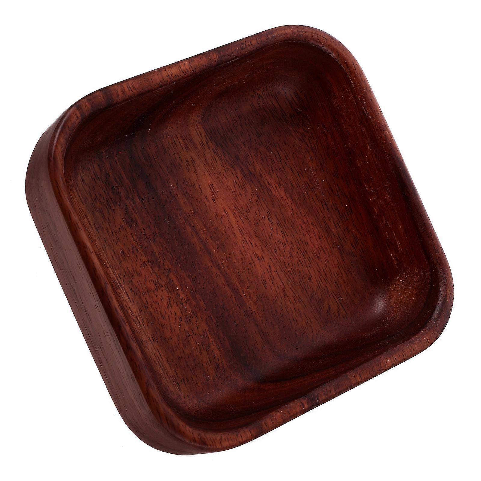 Square Wood Fruit Plate Serving Tray for Storage Use Coffee Color