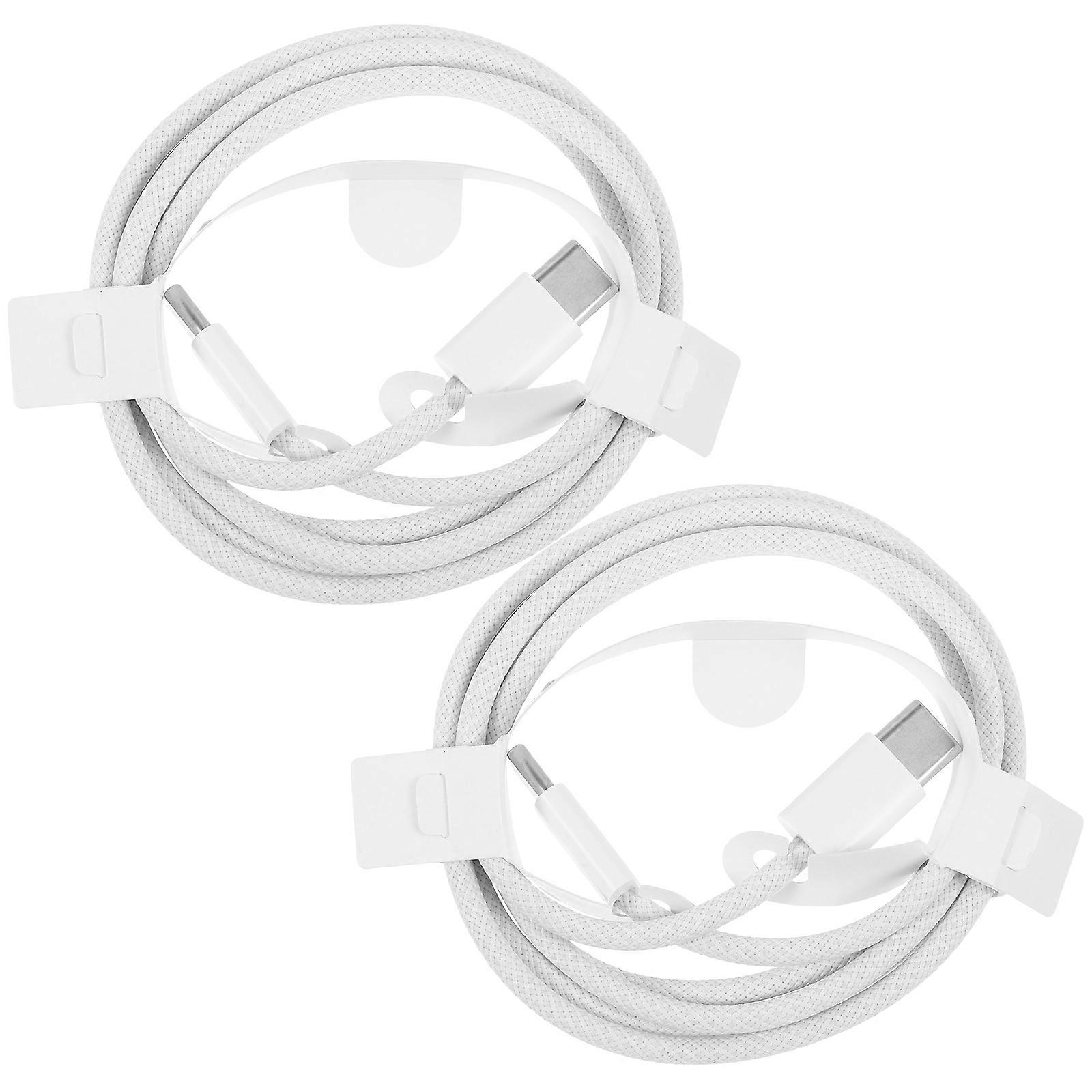 White Nylon Head Data Cable USB Cable for Phone 2Pcs Type-C Cord