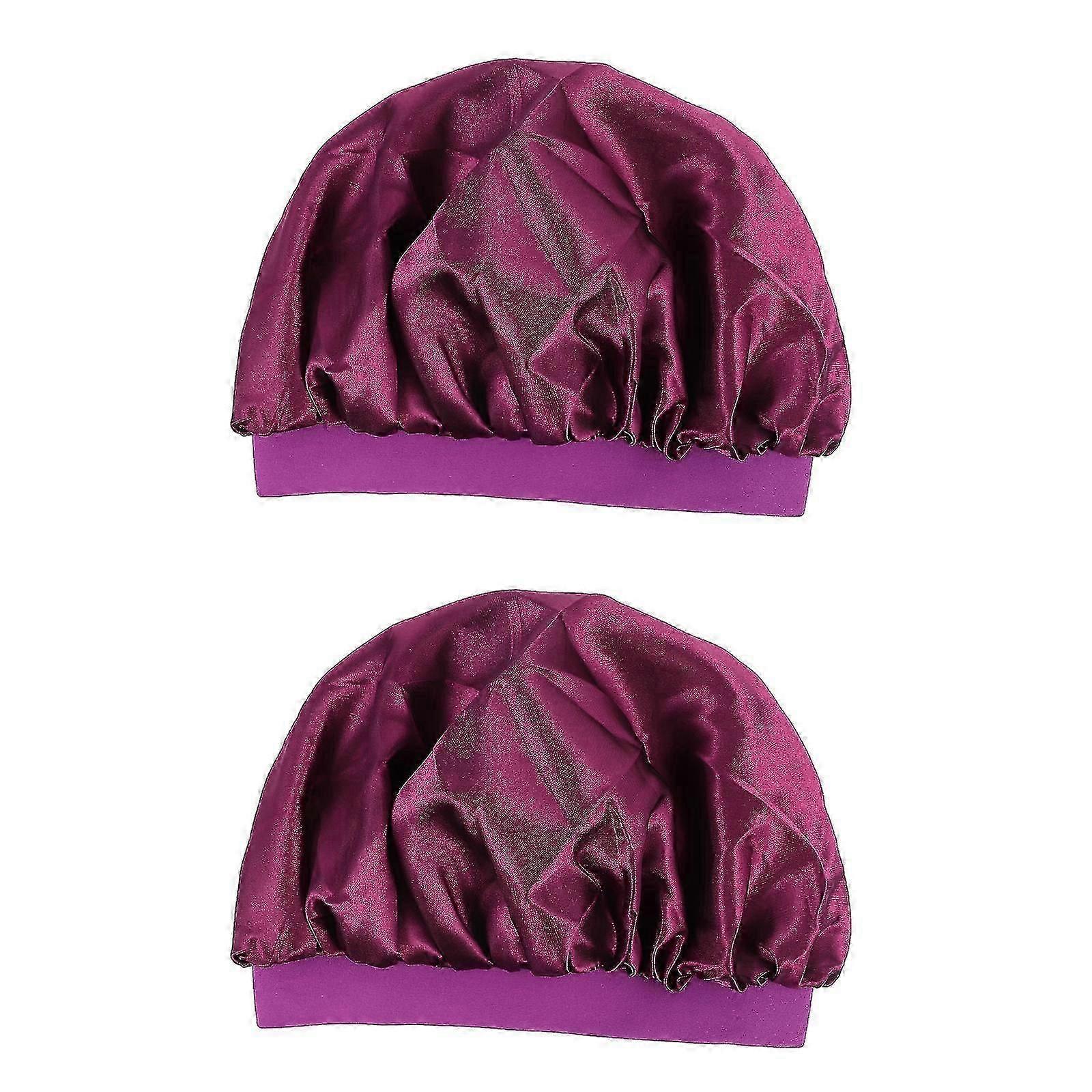 Nightcap Bred Side Elastisk Sovekjemoterapi Sovehatt - 2 stk