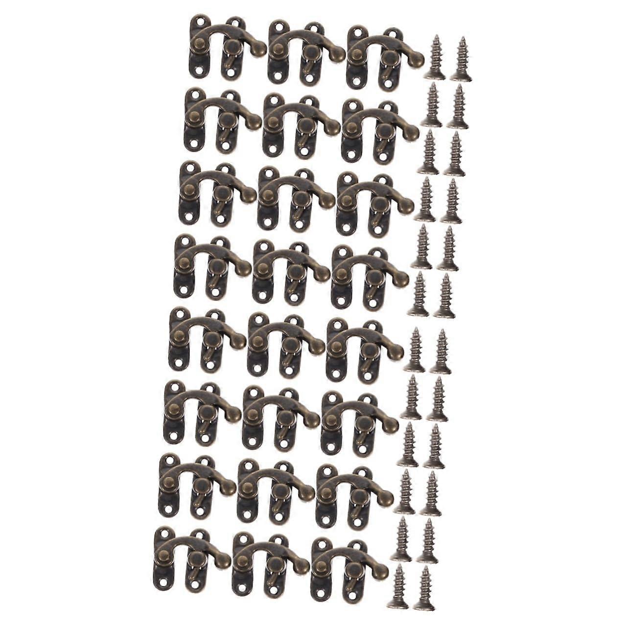 Antique Tin Box Latch Lock Set, Leaf Shaped Latch Hook Hardware, Matched Pair Replacement