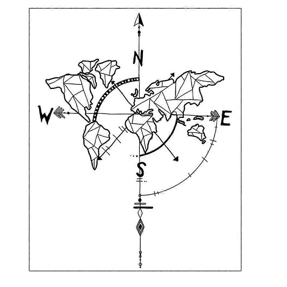 Self-Adhesive World Map Wall Sticker Coordinate Decals for Wall