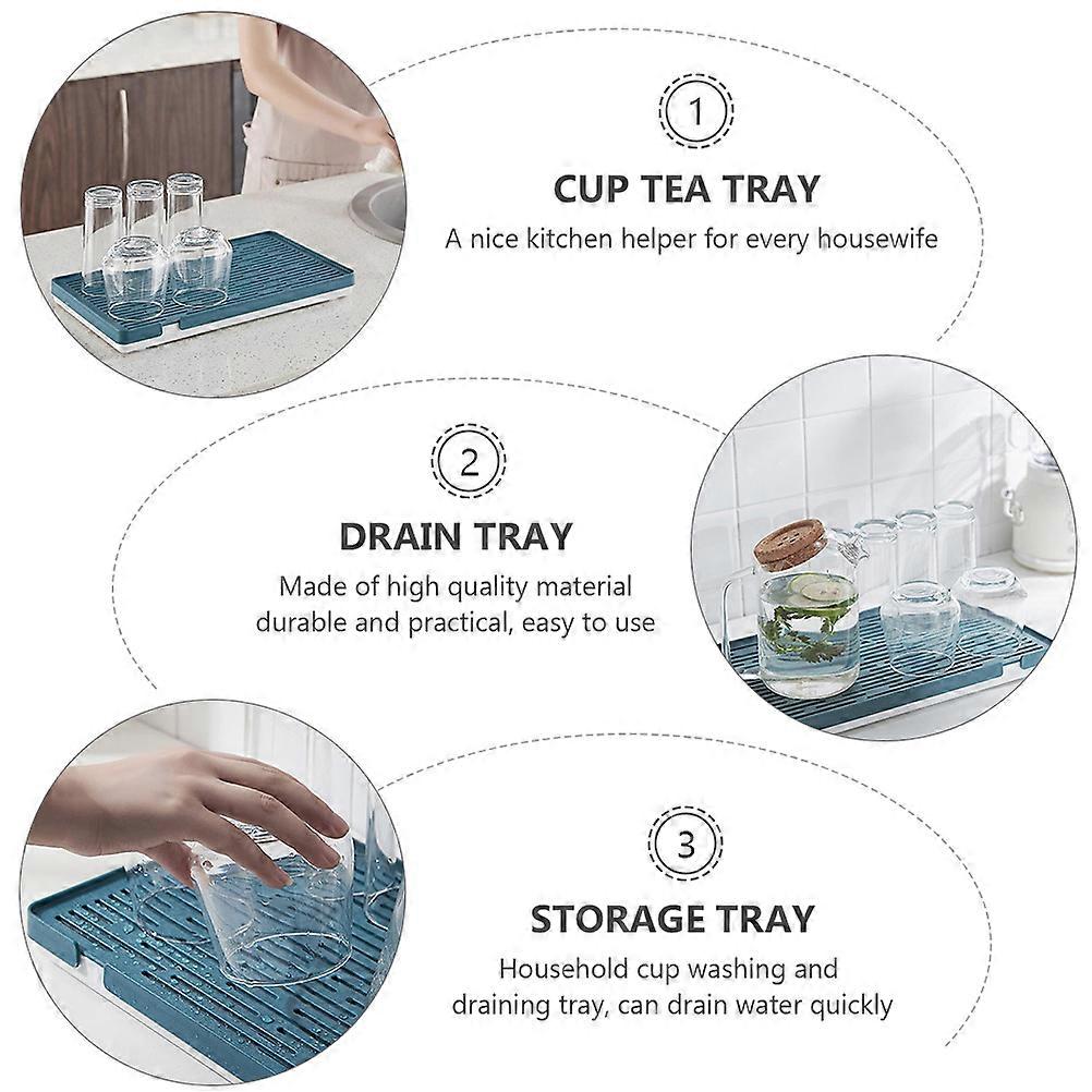 Kitchen Use Long Rectangular Plastic Drain Tray 1Pcs Double-Layer Cup Holder