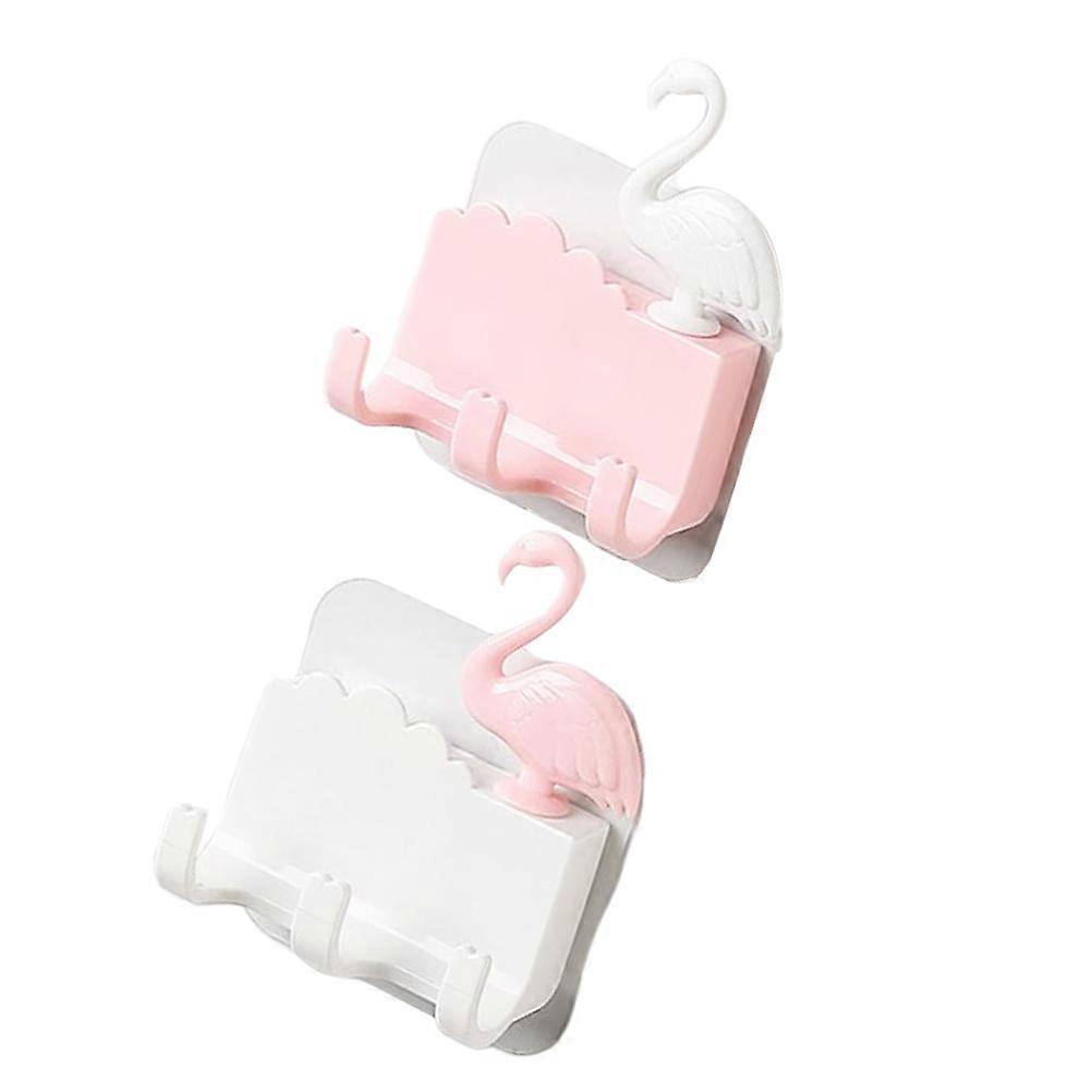 Flamingo Wall Hook Adhesive Hooks for Storage Use 2Pcs Assorted Color