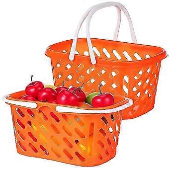 Cesta de Compras Portátil 2026 com Alça para Compras, 2 Unidades, Laranja, ABS