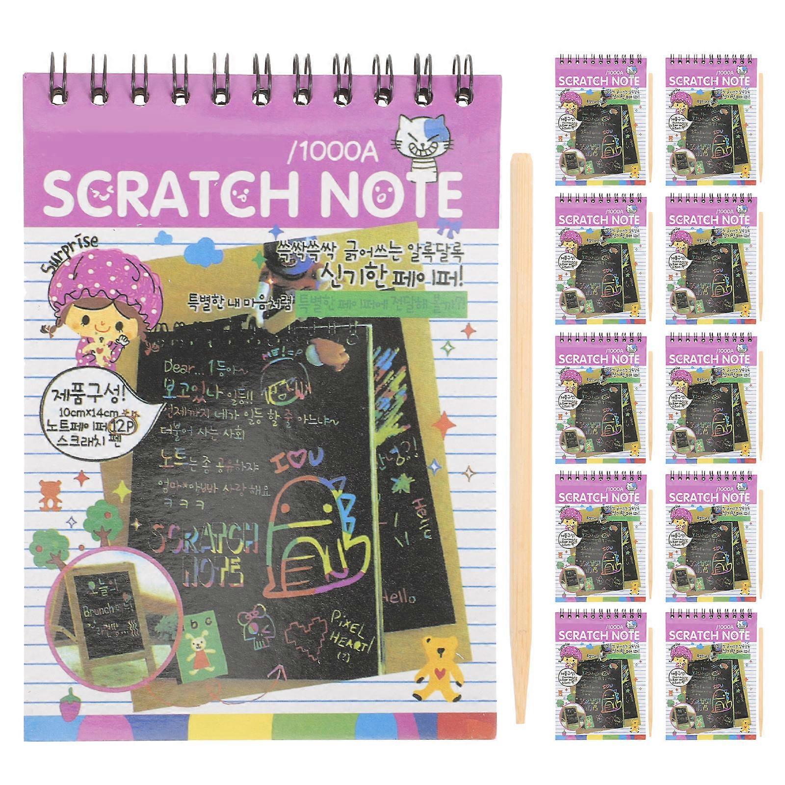 6 Sets Scratch Notebooks Scratch and Sketch Note Pad with Scratch Stick