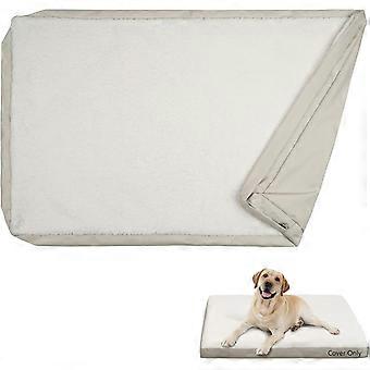 Waterproof Dog Bed Cover Machine Washable Sherpa Fleece Dog Bed Replacement Cover. 40Lx28Wx4H inch. Beige