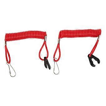 2PCS Marine Outboard Emergency Kill Switch Safety Lanyard 150cm/59in Replacement for Yamaha Engine