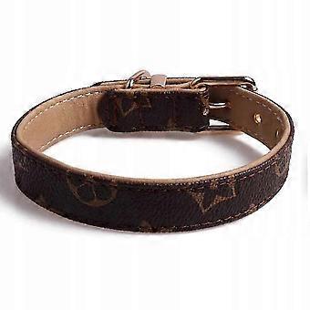 Stylish Leather Dog Collar Lv Puppy Brown S
