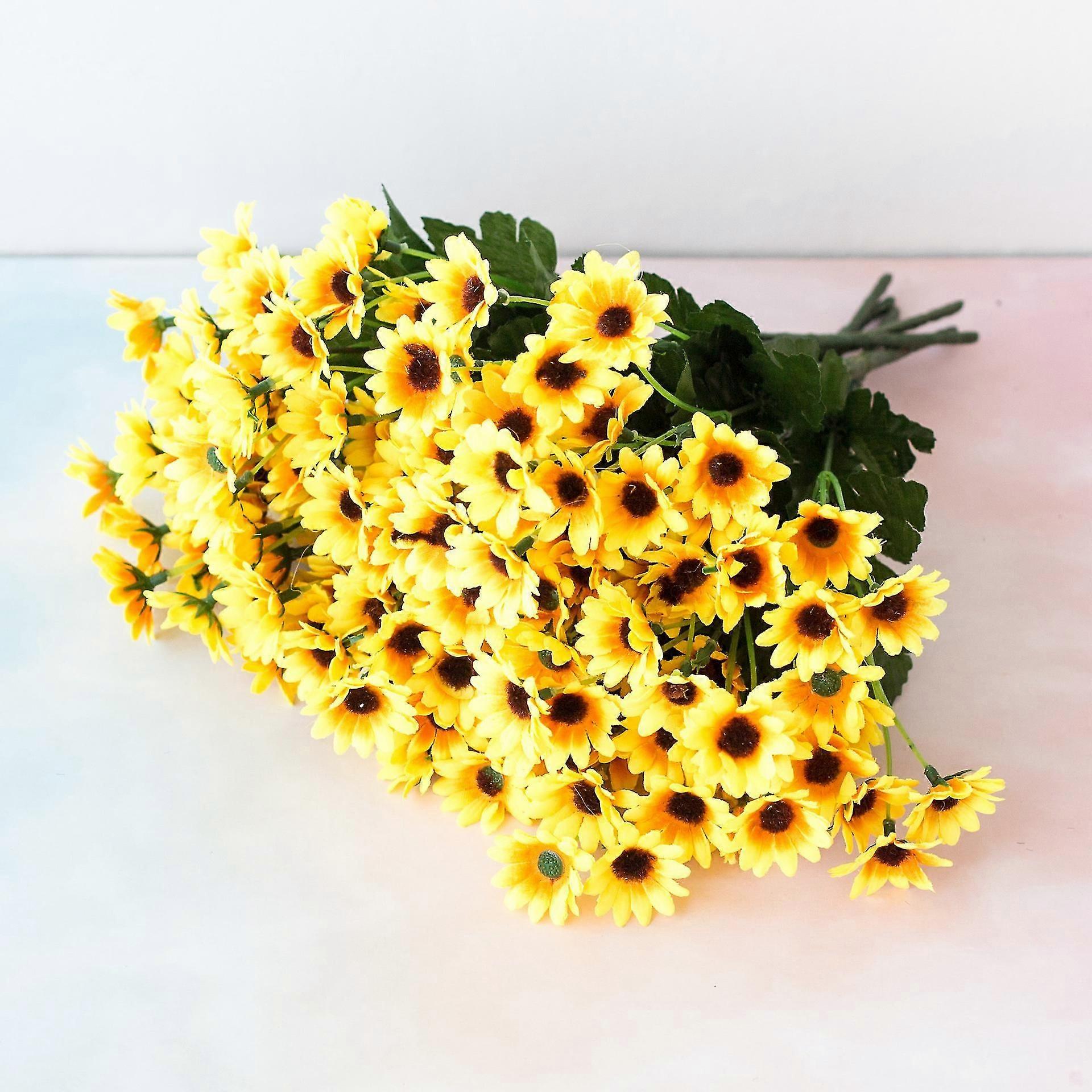 100pcs Mini Artificial Silk Yellow Sunflower