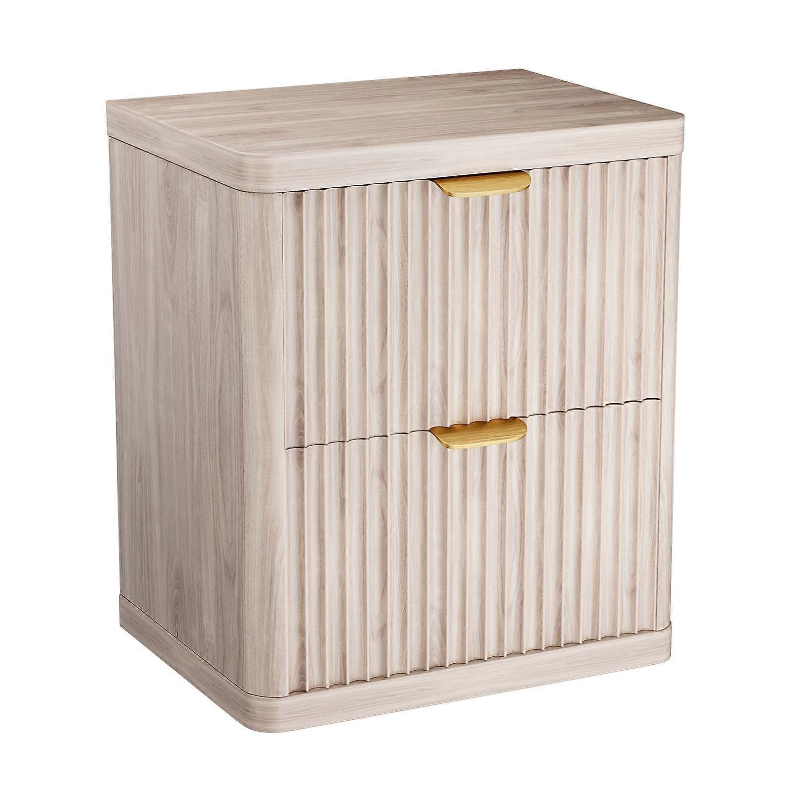 2 Drawer End Table with Fluted Design for Small Space