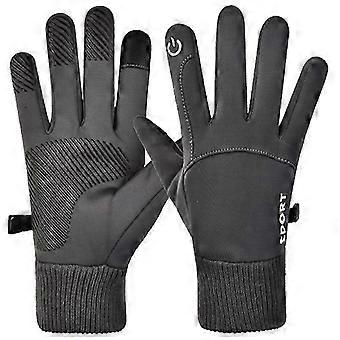 Men's Touch Screen Winter Cycling Gloves, Plush, Anti Splash, Anti Slip, Warm fo