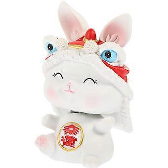 Rabbit Figurine for Home Decor Featuring 5Pcs Resin Mini Shaking Head Figures