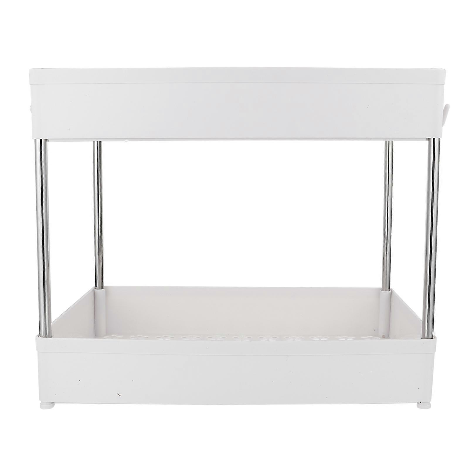 White Double Layers Storage Rack for Kitchen Organizing 1Set