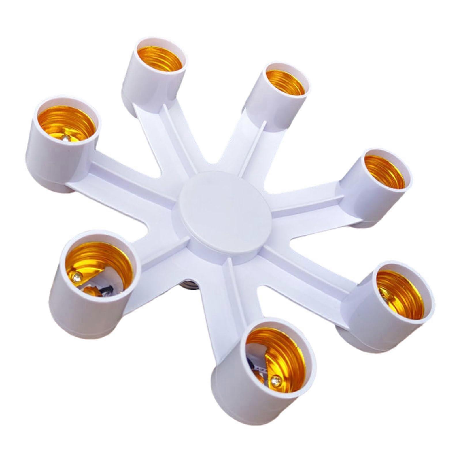 E26 E27 Light Bulb Socket Splitter 7 in 1 Multi Socket Adapter 360° Adjustable LED Holder for Home