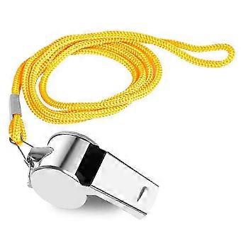 Stainless Steel Sport Whistle with Lanyard for Coaches Loud Sharp Sound Metal Referee Whistle Soccer Basketball Training Use