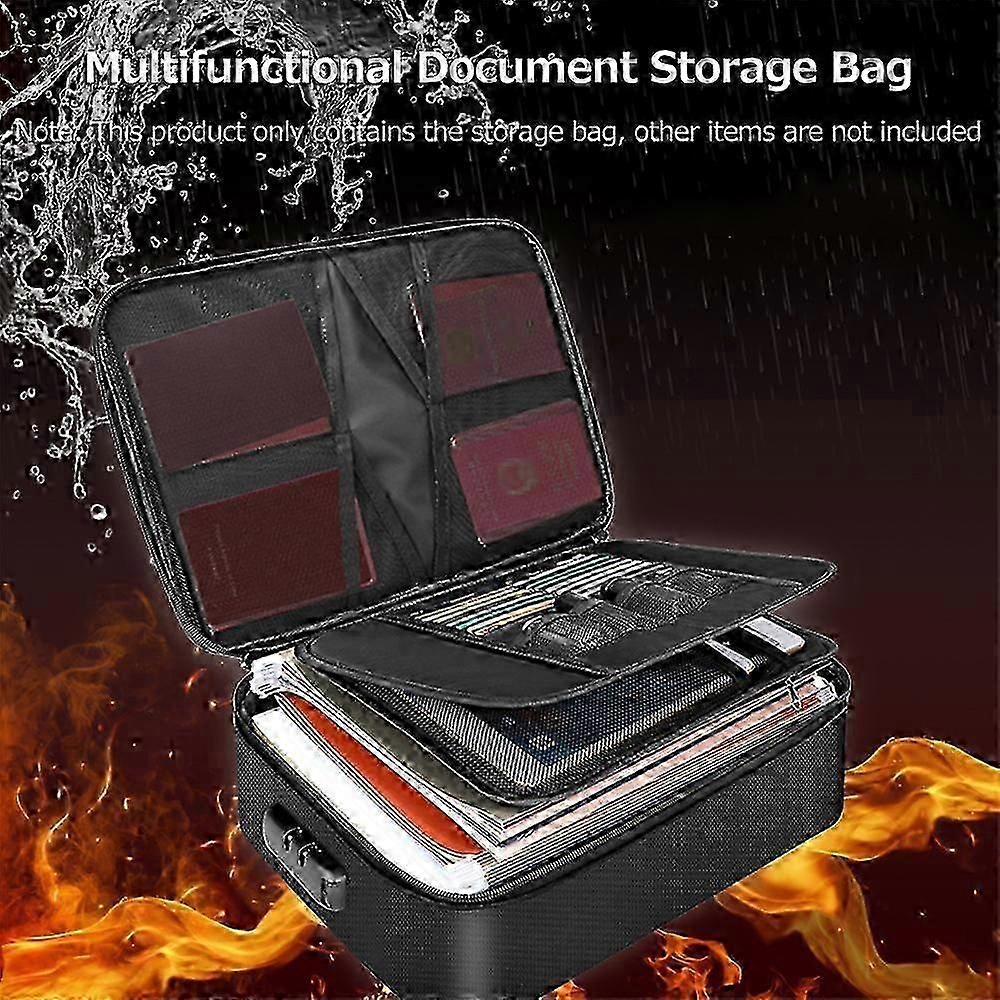 Multifunctional Multi-Layer Document Bag Large Capacity Fireproof Waterproof File Certificate Storage Bag with Password Lock